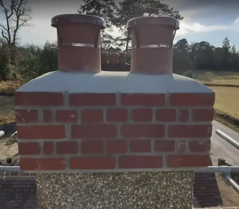 Rebuilt chimney stack with new clay pots