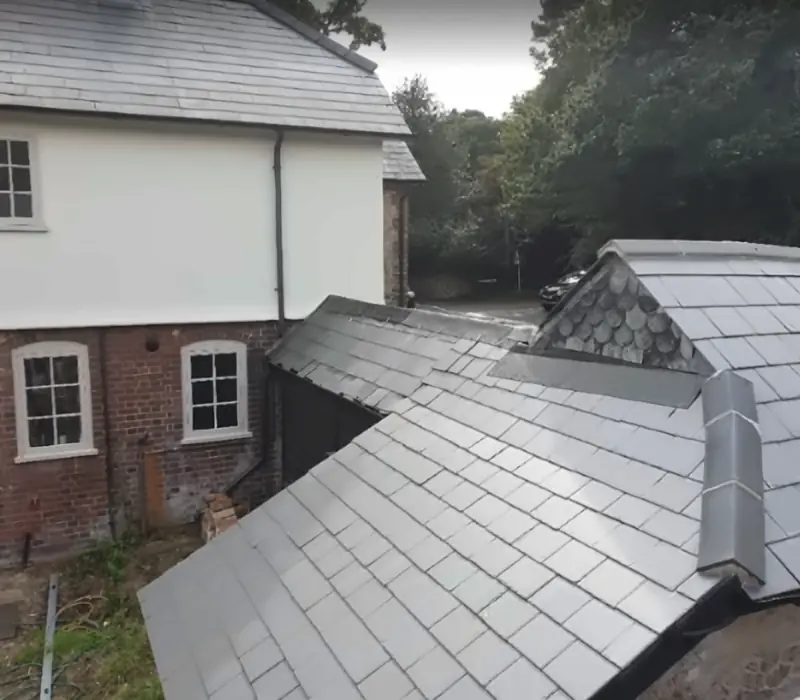 Natural slate roof on a period house